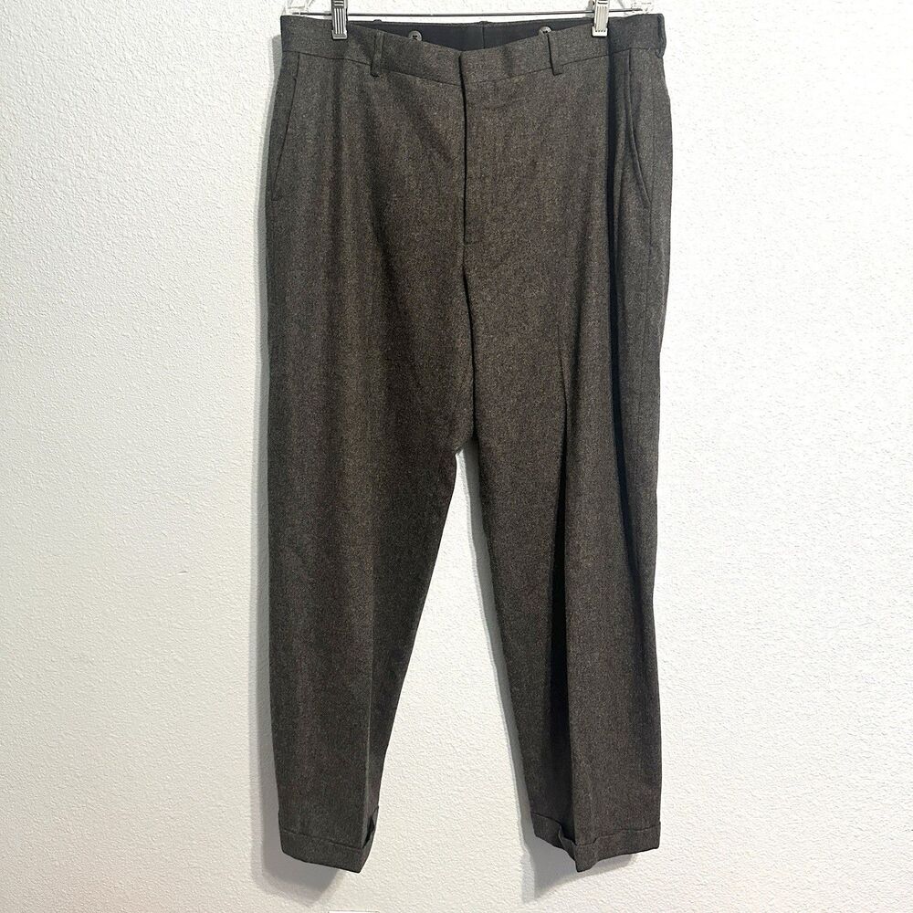 Polo Ralph Lauren Virgin Wool Cashmere Grey Pants Trousers Mens 35x30 Tailored